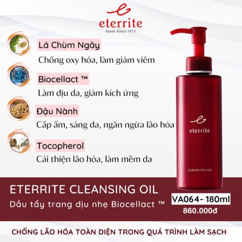 ETERRITE CLEANSING OIL <br> Dầu tẩy trang dịu nhẹ Biocellact TM